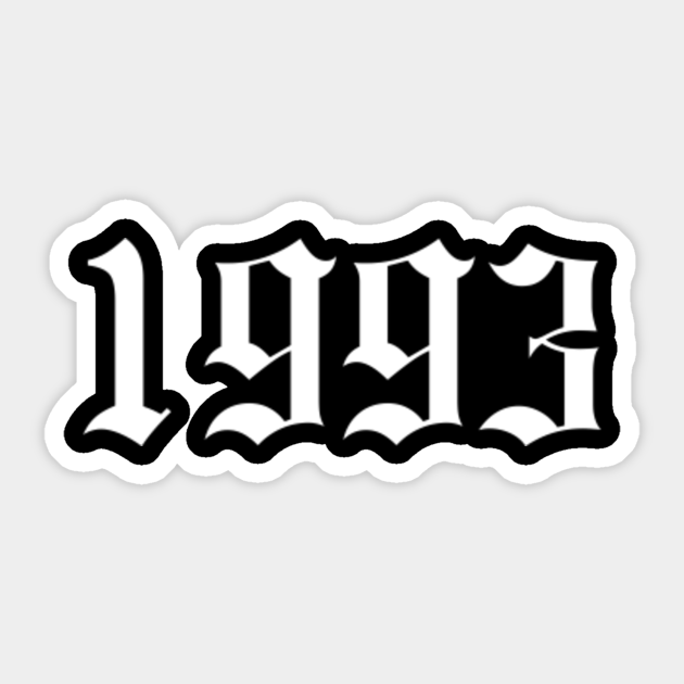 1993 Old English Style Text 1993 Sticker TeePublic
